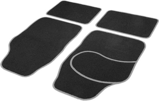 Set 4 Universal Textile Car Mats Front Rear Non-slip Black Grey