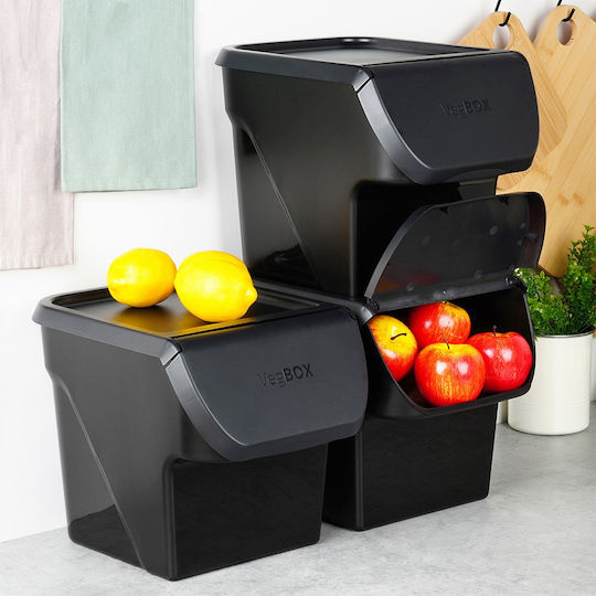 Vilde Vilde Set 3Stücke Lebensmittelgläser Allgemeine Verwendung mit Kunststoffdeckel Schwarz 3x26x34cm Vilde Vilde Set 3Stücke Lebensmittelgläser Allgemeine Verwendung mit Kunststoffdeckel Schwarz 3x26x34cm