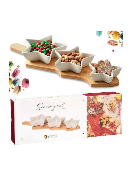 Excellent Houseware Set Tavă Porțelan Stele 65ml 4 Bucăți