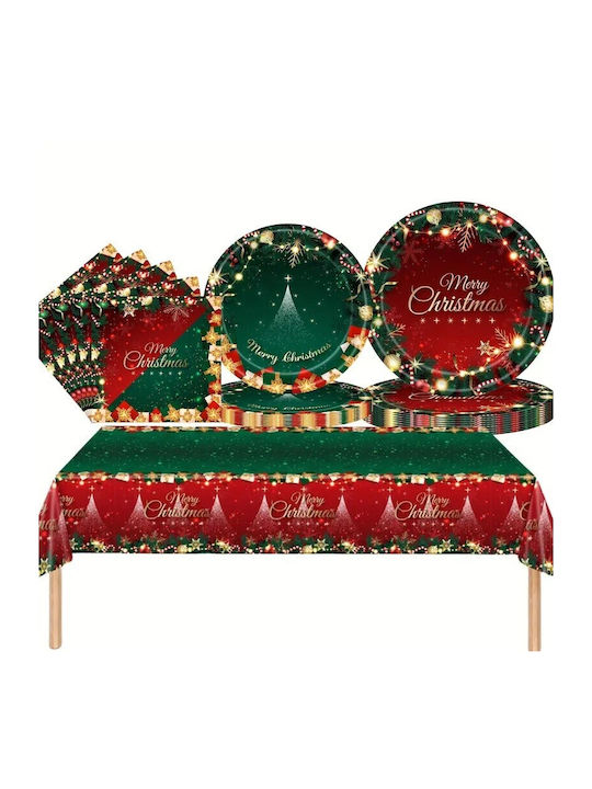Alista Home Set Farfurii Roșii De Crăciun 274x137cm 119 Bucăți
