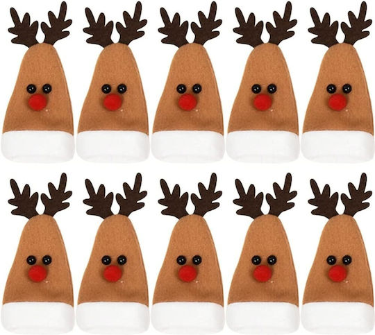 Alista Home Σετ Χριστουγεννιάτικες Θήκη για Μαχαιροπίρουνα Υφασμάτινες Τάρανδοι 14x6εκ. 10τμχ