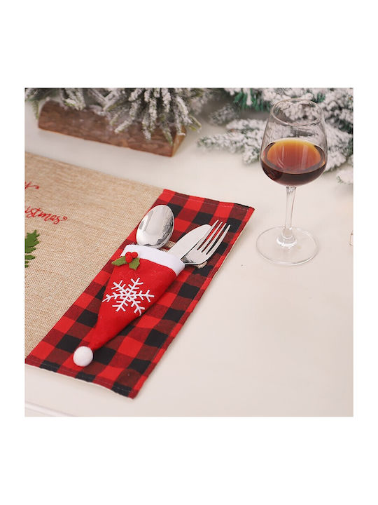 Alista Home Fetă Pentru Masa De Crăciun Suport Pentru Tacâmuri Din Material Textil Roșie 18x7cm