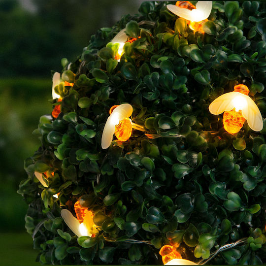 Instalație Led Solară 2.3m 20 Leduri Alb Cald Decor Albină Iluminat Grădină Exterior Ip44 Fără Fir