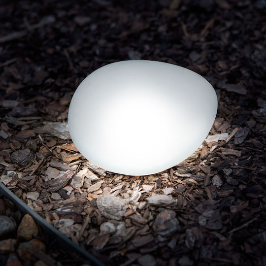Lampă Solară de Grădină Tip Pietricică Sticlă Mată Led Alb Cald Decor Exterior