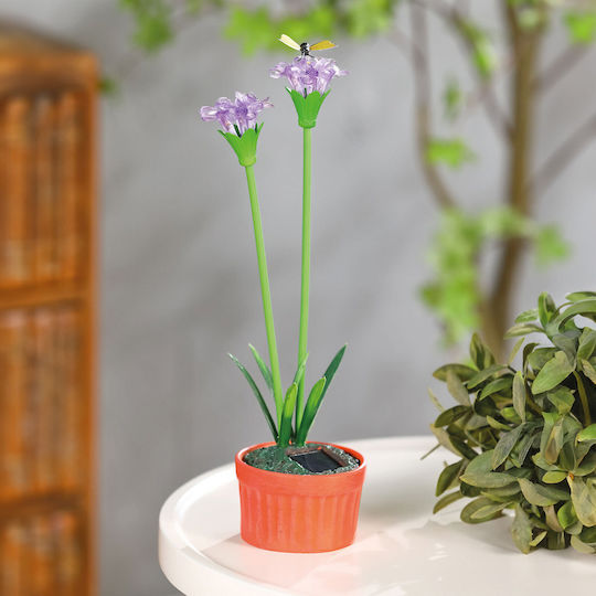 Lampă Solară Floare Violetă 10 Led Alb Cald 8 X 8 X 32 Cm Iluminat Decorativ Grădină Țepușă Ip44