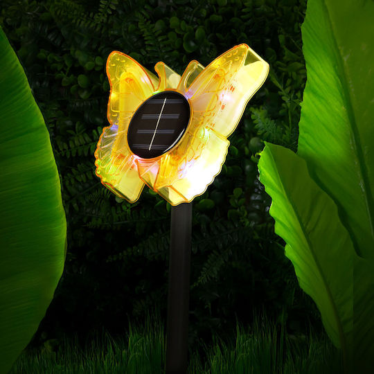 Lampă Solară de Grădină Fluture Alb Cald Multicolor Led 35 Cm Galben