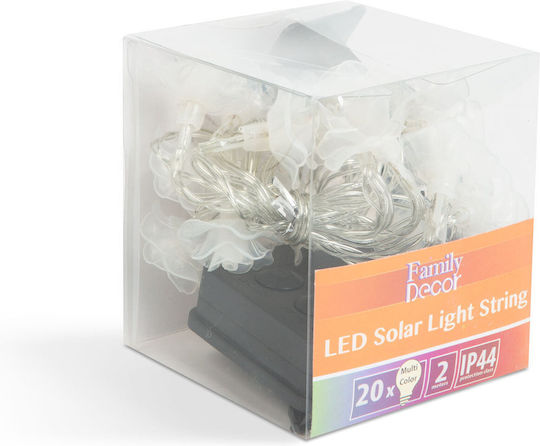 Instalație Solară Led 2.3m 20 Leds Multicolore Decor Floare de Grădină Iluminat Exterior Fără Fir Ip44