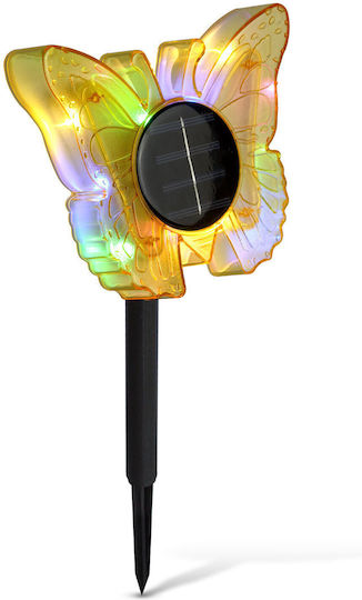 Lampă Solară de Grădină Fluture Alb Cald Multicolor Led 35 Cm Galben