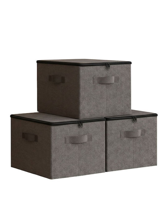 Relaxdays Fabric Storage Box with Lid Multicolour 24x40x30cm 3 Pieces