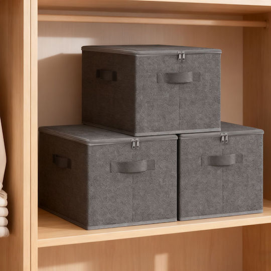 Relaxdays Fabric Storage Box with Lid Multicolour 24x40x30cm 3 Pieces