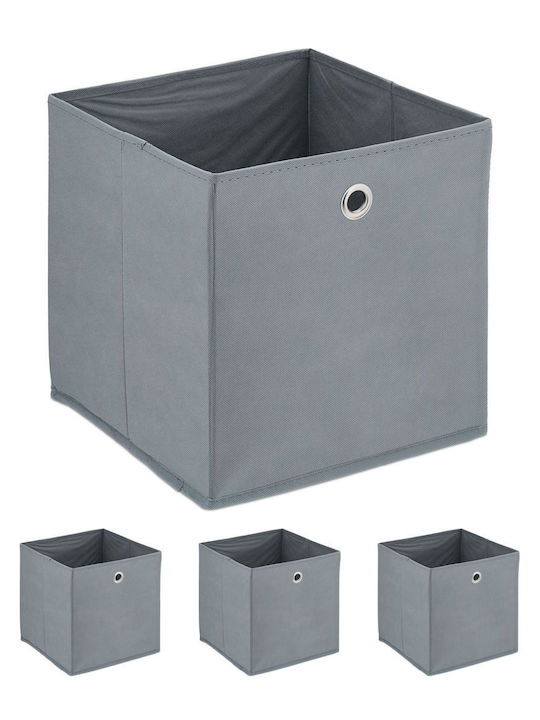 Relaxdays Stoff Aufbewahrungsboxen Grau 30x30x30cm 4 Stück