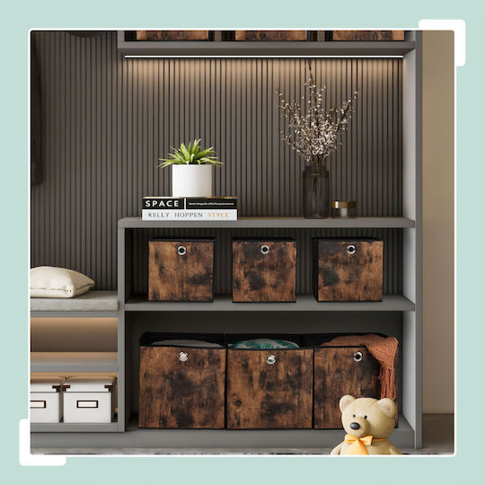 Relaxdays Υφασμάτινο Κουτί Αποθήκευσης Μαύρο 26x26x26cm 6τμχ
