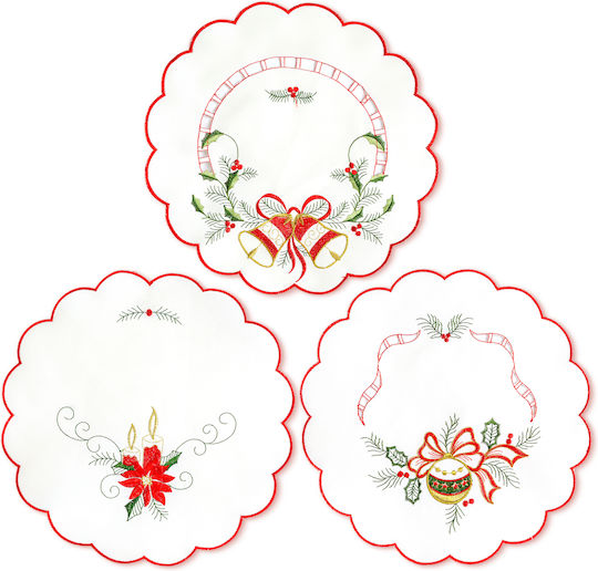 Alista Home Tischsets Rund Stoff Rote 29cm