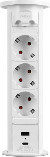 Alista Home Bandă de Alimentare cu 3 Prize cu 2 USB-A Comutator și Cablu 1.5m