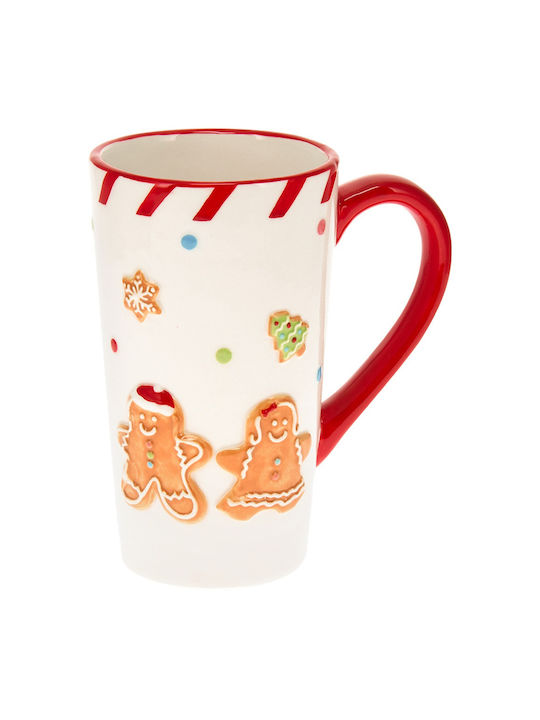Home&Styling Collection Weihnachtlicher Keramikbecher mit Sternen 15,5x13,5x9cm 570ml