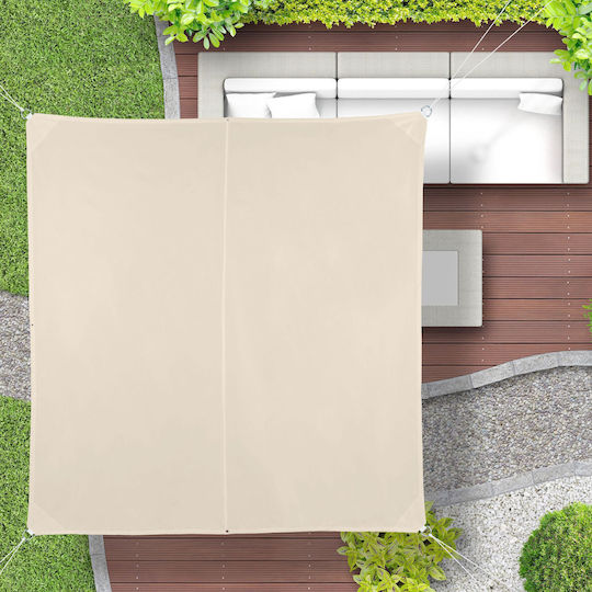 Relaxdays Quadratisches Sonnensegel Beige 3x3m
