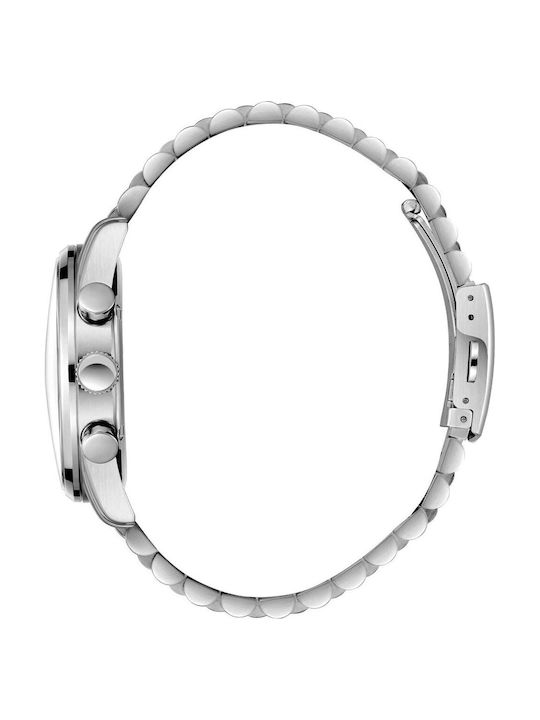 Beverly Hills Polo Club Men's Battery Watch with Silver Metal Bracelet