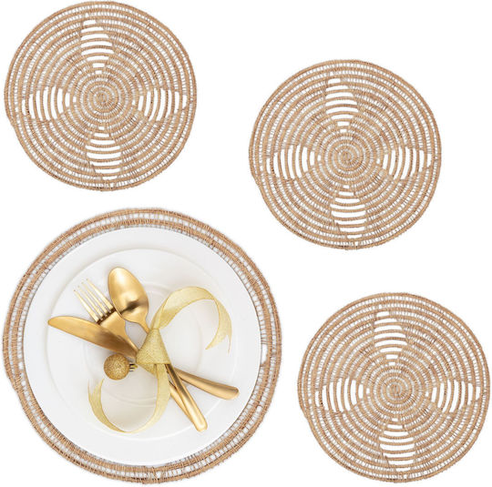 Relaxdays Seturi De Masă Rotundă Maro 35cm Relaxdays Seturi De Masă Rotundă Maro 35cm