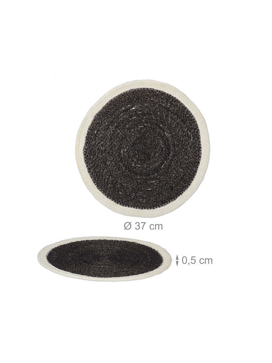 Relaxdays Round Black Placemats 37cm 4 Pieces