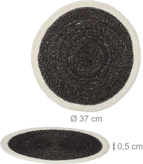 Relaxdays Seturi De Masă Rotundă Neagră 37cm 4 Bucăți