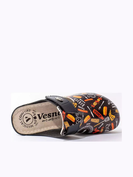 My Way Shoes Women's Leather Anatomic Black Clogs