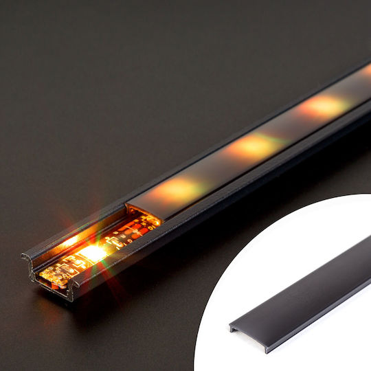 Profil De Aluminiu Pentru Bandă LED Capac 1 M Negru Difuzor Din Policarbonat Profil LED 41011a1