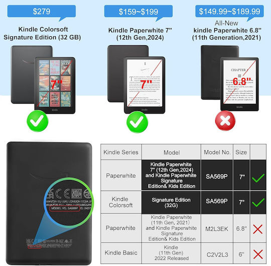 Husă Stand Inkora pentru Kindle Colorsoft Albastru Închis