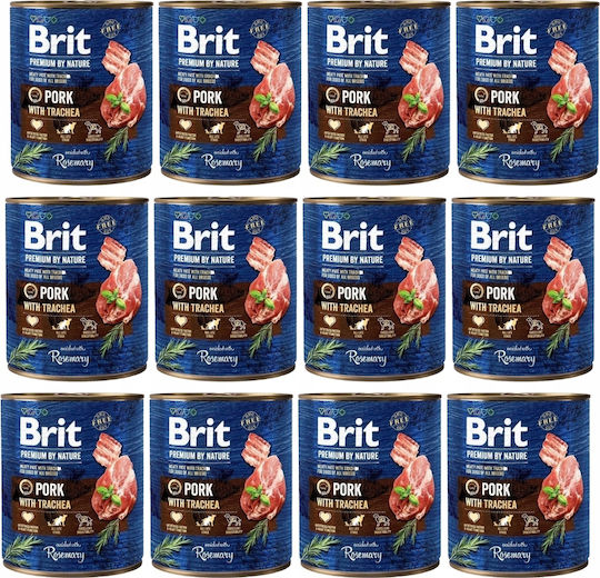 Brit Premium By Nasses Hundefutter in Dose mit Schweinefleisch und Fleisch ohne Getreide 12x800gr