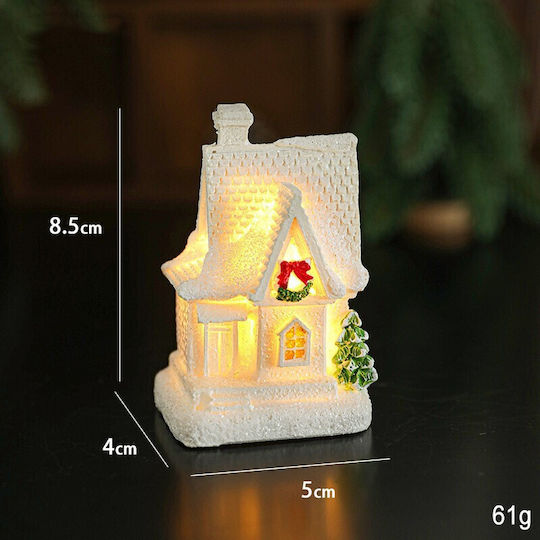 Decorațiune Ornament De Crăciun Flippy Rășină Casă De Crăciun Model Casă Mică Iluminată Din Interior 8.5 X 5 X 4 Cm Albă