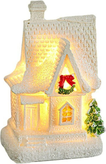 Decorațiune Ornament De Crăciun Flippy Rășină Casă De Crăciun Model Casă Mică Iluminată Din Interior 8.5 X 5 X 4 Cm Albă