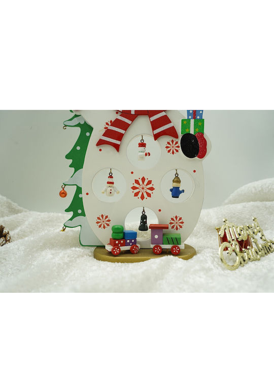 Figurină Decorată De Crăciun Om De Zăpadă Albă Din Lemn 18 Cm X 24.5 Cm Pentru Interior Alista Home