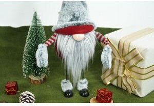 Ornament Elf De Crăciun Alista Home Gri Roșu Textil 55 Cm