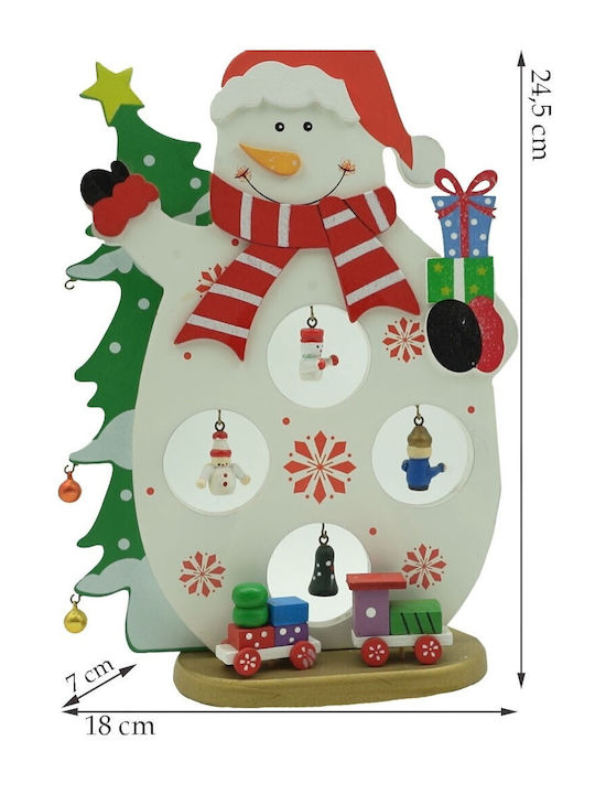 Figurină Decorată De Crăciun Om De Zăpadă Albă Din Lemn 18 Cm X 24.5 Cm Pentru Interior Alista Home