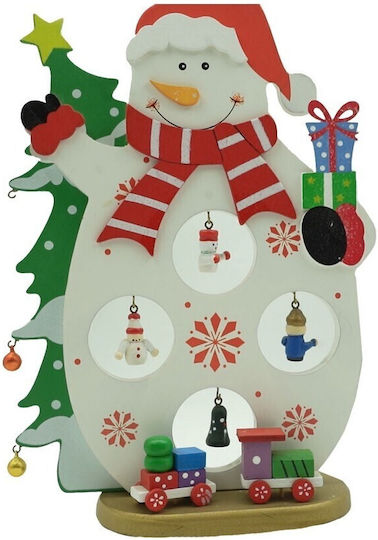 Christmas Decorated Figurine Snowman White Wooden 18 Cm X 24.5 Cm Indoor Alista Home