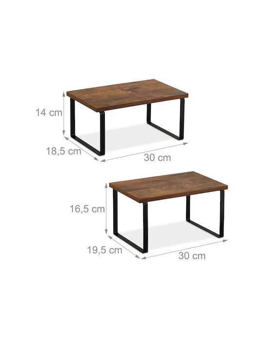 Relaxdays Bază De Masă Din Lemn 30x19.5x16.5cm 2 Bucăți Maro
