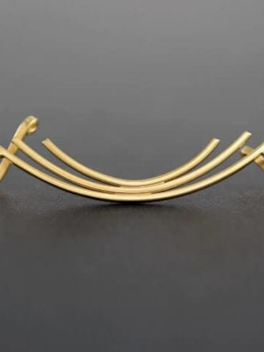 Ohrring Ear Cuff Gebogen Handgefertigt Rosa Vergoldetes Silber 925