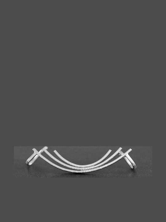 Ohrring Ear Cuff Gebogen Handgefertigt Rosa Vergoldetes Silber 925