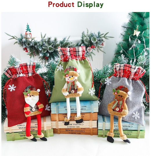 Christmas Gift Textile Bag Flippy Reindeer Design 30x25 Cm Gray