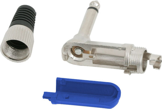 Mono Jack Stecker 6,3mm 90° Winkel Metall Anti-Biege-Schutz
