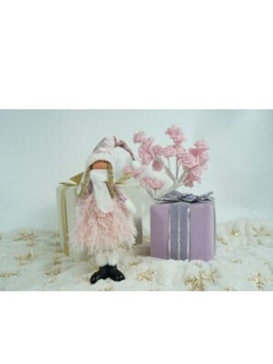 Ornament Păpușă De Crăciun Alista Home Roz Alb Textil 44 Cm