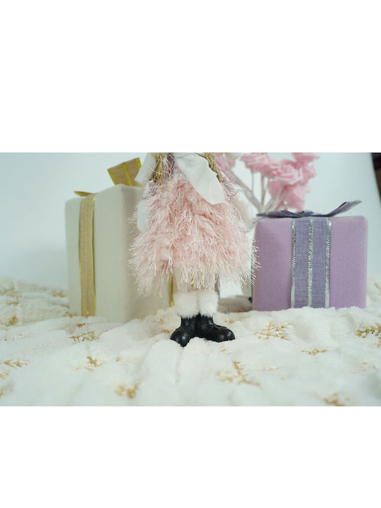 Ornament Păpușă De Crăciun Alista Home Roz Alb Textil 44 Cm