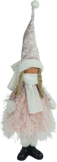 Ornament Păpușă De Crăciun Alista Home Roz Alb Textil 44 Cm