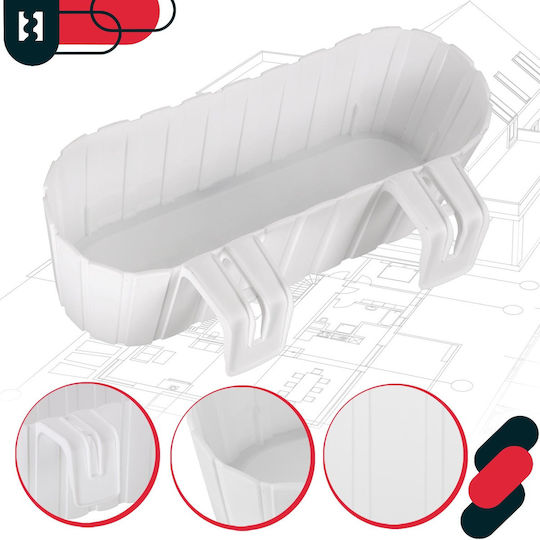 Kotarbau Rustic White Oval Balcony Railing Flower Box 400 Mm Set 4 Pcs