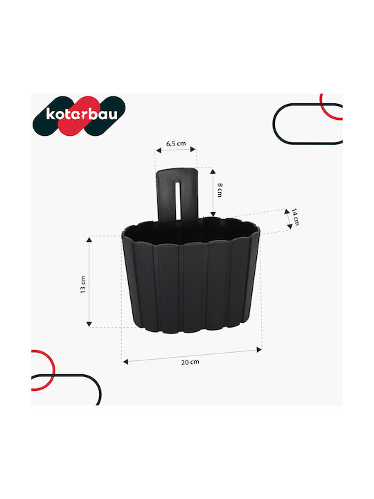 Ghiveci De Flori Suspendat Pe Perete Montare Rustică Antracit 200 Mm