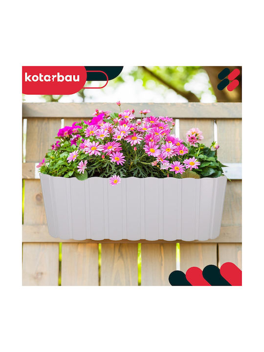 Kotarbau Rustic White Oval Balcony Railing Flower Box 400 Mm Set 4 Pcs