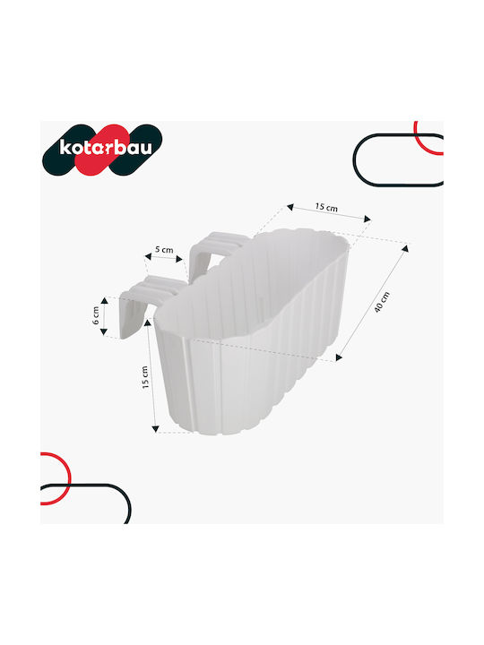 Kotarbau Rustic White Oval Balcony Railing Flower Box 400 Mm Set 4 Pcs