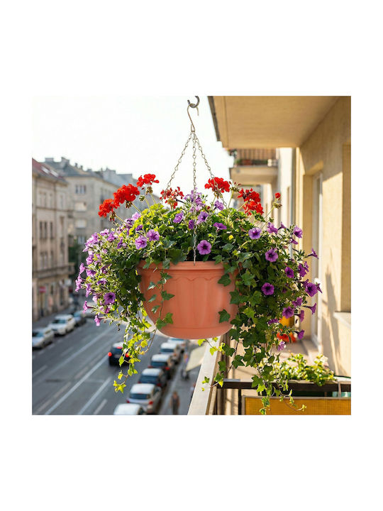 Lanț Ghiveci De Flori Din Plastic Culoare Teracotă Ø30 X 18 Cm Balcon Grădină