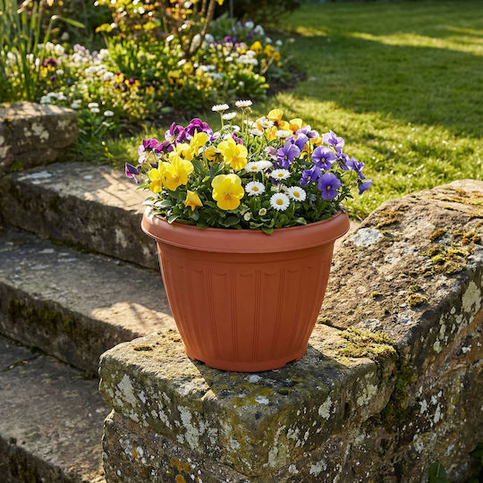 Plastic Flower Pot Terracotta Color Ø20 Cm Indoor Outdoor Plants