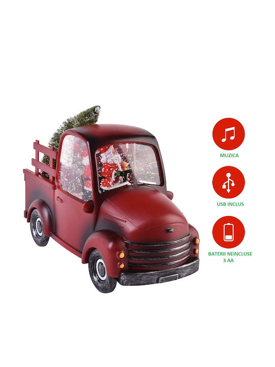 Figurine De Crăciun Tip Mașinuță Moș Crăciun Pentru Brad 3 Moduri Funcție Muzicală Mișcare Zăpadă Alimentare Pe Baterii 3 X Aa Neincluse Cablu Usb Inclus Model Roșu 24 X 10 X 19 Cm Alb Cald