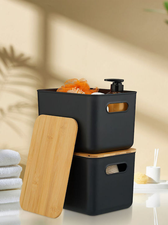 Relaxdays Coș De Depozitare Din Plastic Cu Capac Alb